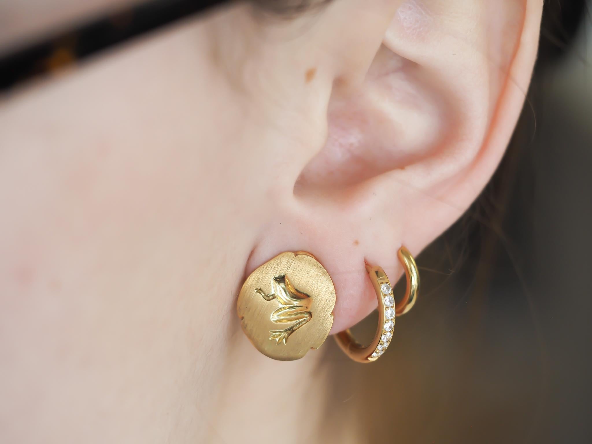 Tenuta Tiffany & Co. - Orecchini con rana e pad in oro giallo 18 carati - VHK#1001 in vendita 1