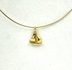 Estate Tiffany & Co. 18 Karat Yellow Gold Vintage Yacht / Sailboat Pendant Charm