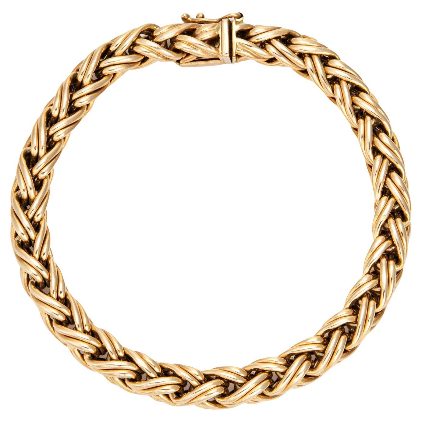 Estate Tiffany & Co Bracelet 7.5" 14k Yellow Gold Fancy Link Weave Braided