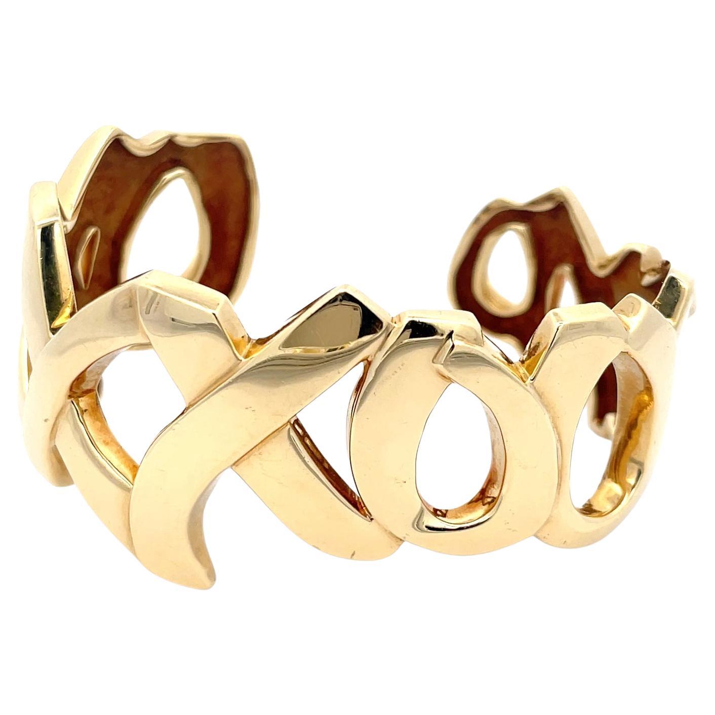 Estate Tiffany & Co. by Paloma Picasso Love and Kisses Cuff 18K Yellow Gold