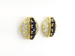 Estate Tiffany & Co. Diamond and Sapphire 18 Karat Stud Earrings
