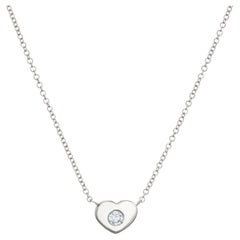 Estate Tiffany & Co Diamond Heart Necklace Sterling Silver Paloma Picasso
