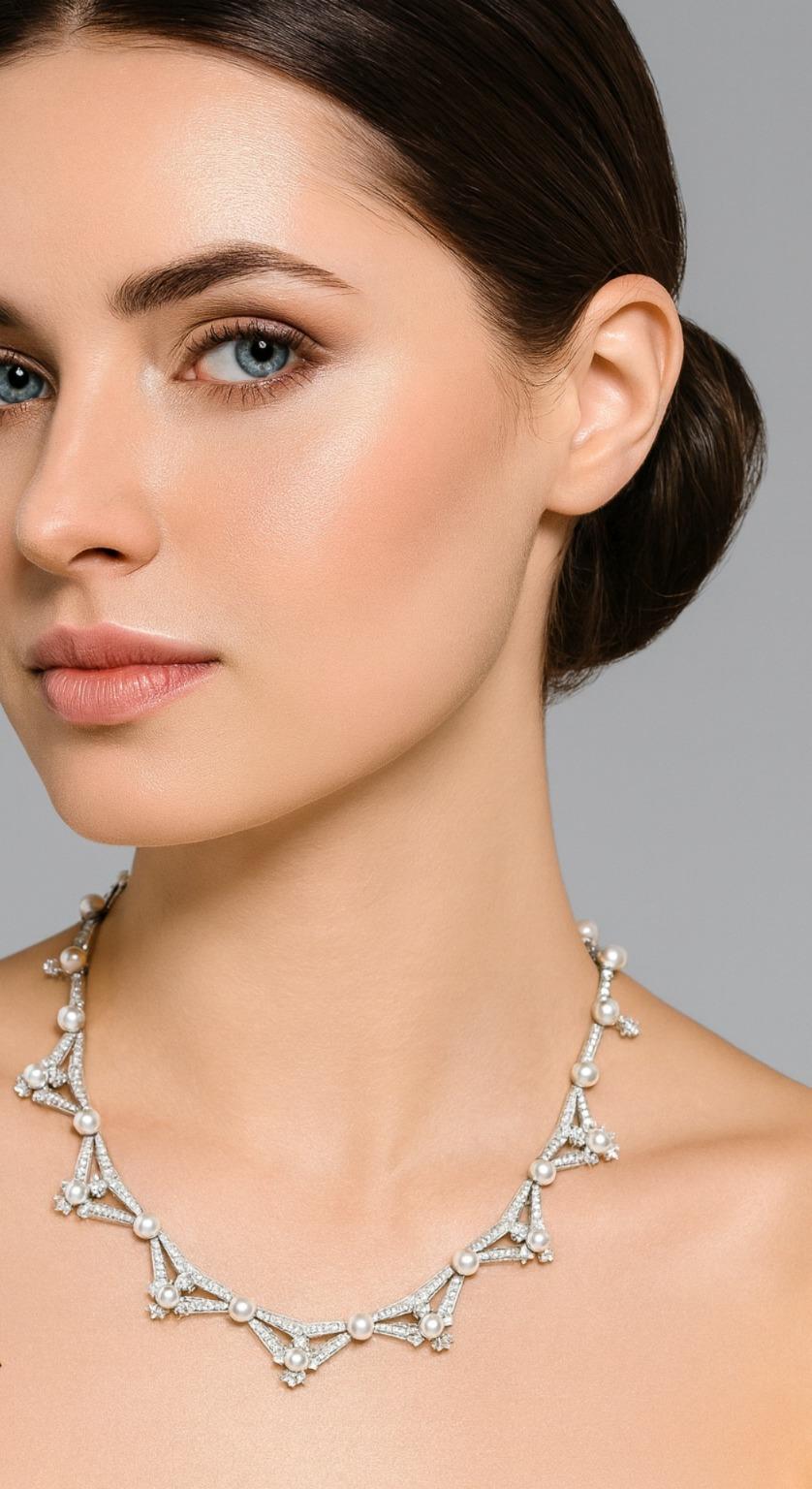 Propiedad Tiffany & Co. Collar de Platino con Diamantes y Perlas Art Decó en venta