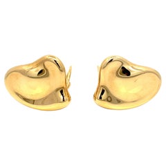 Estate Tiffany & Co. Orecchini a clip con cuore di Elsa Peretti in oro giallo 18 carati