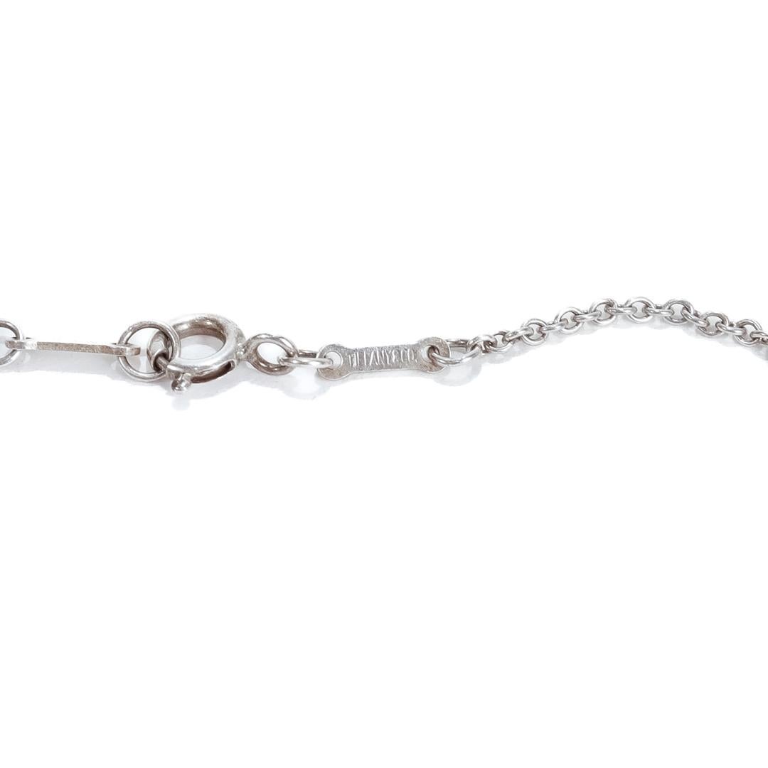 Estate Tiffany & Co Elsa Peretti Large Open Heart Sterling Silver Necklace For Sale 4