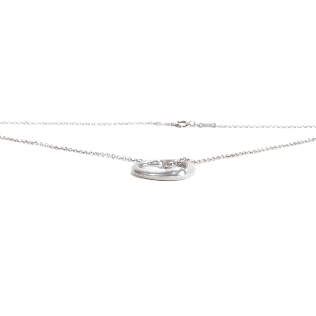 Estate Tiffany & Co Elsa Peretti Large Open Heart Sterling Silver Necklace For Sale 5