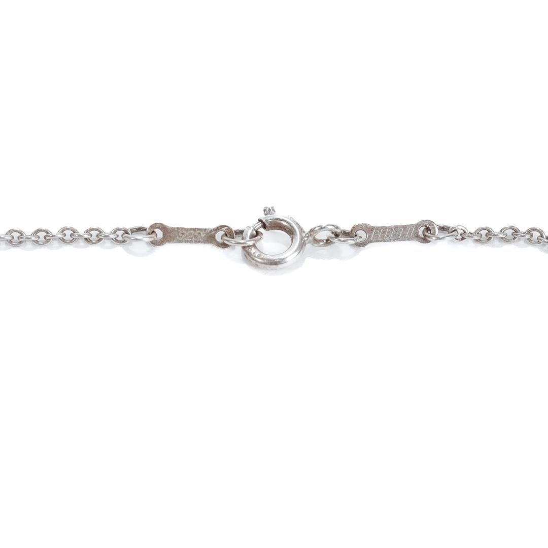Estate Tiffany & Co Elsa Peretti Large Open Heart Sterling Silver Necklace For Sale 6