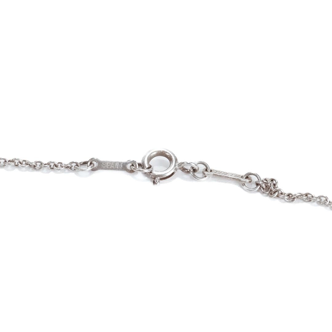 Estate Tiffany & Co Elsa Peretti Large Open Heart Sterling Silver Necklace For Sale 7