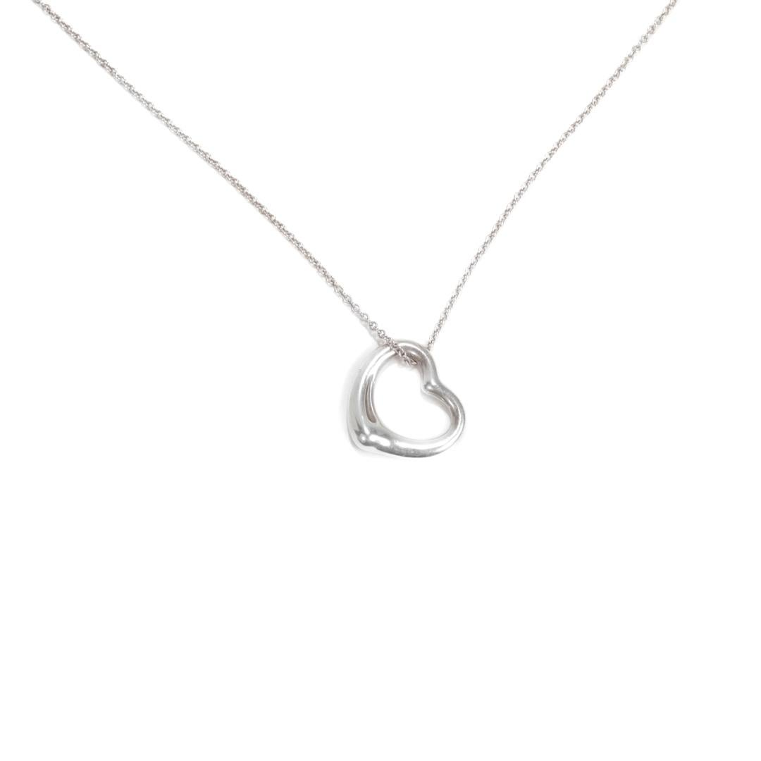 Estate Tiffany & Co Elsa Peretti Large Open Heart Sterling Silver Necklace In Good Condition For Sale In Philadelphia, PA