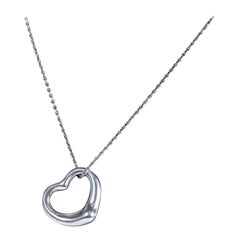 Collar de plata de ley Estate Tiffany & Co Elsa Peretti Corazón abierto grande