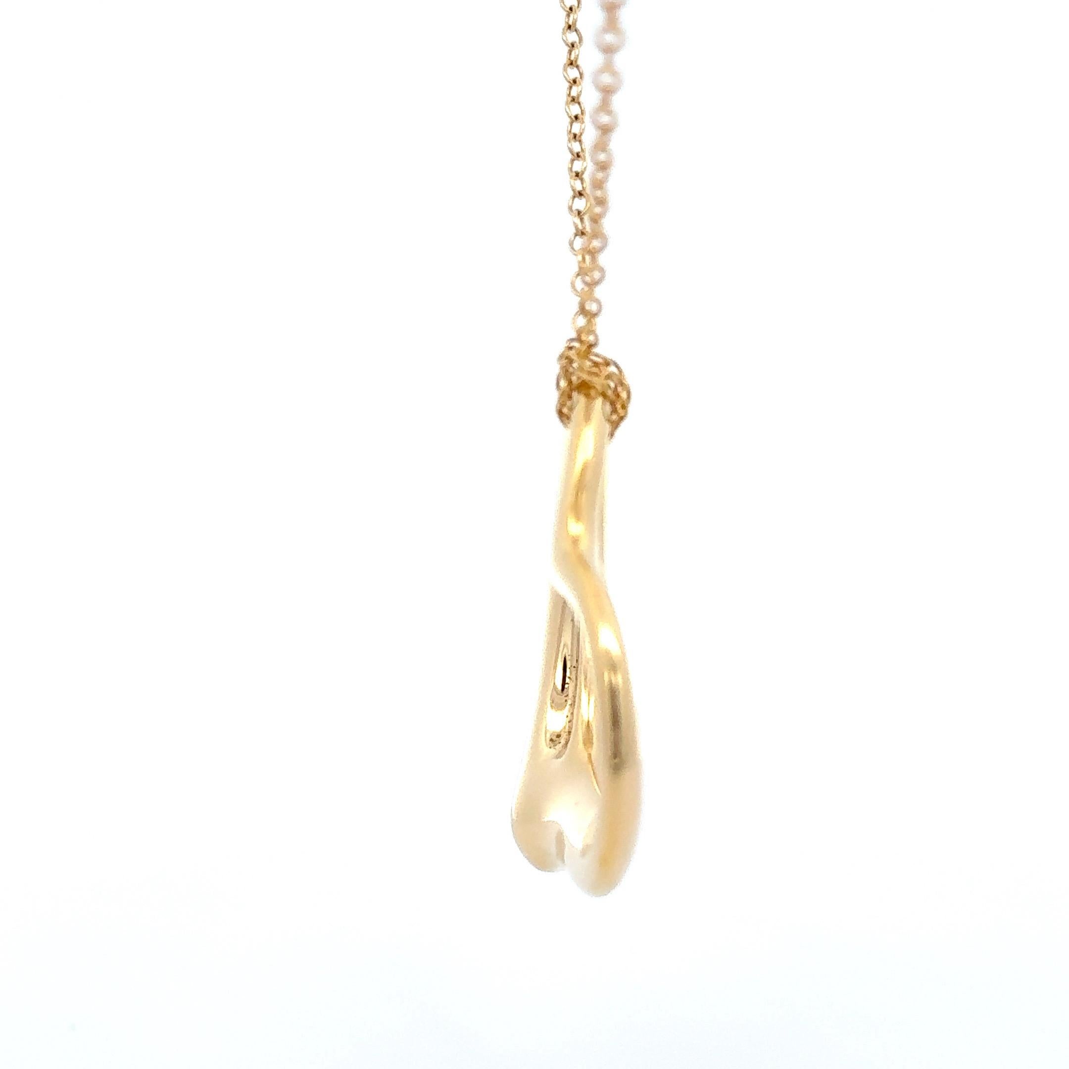 Estate Tiffany & Co. Elsa Peretti Open Heart 36mm Pendant Necklace For Sale 1