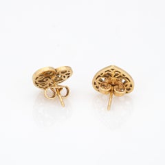 Estate Tiffany & Co Enchant Heart Earrings 18k Yellow Gold Studs Fine Jewelry