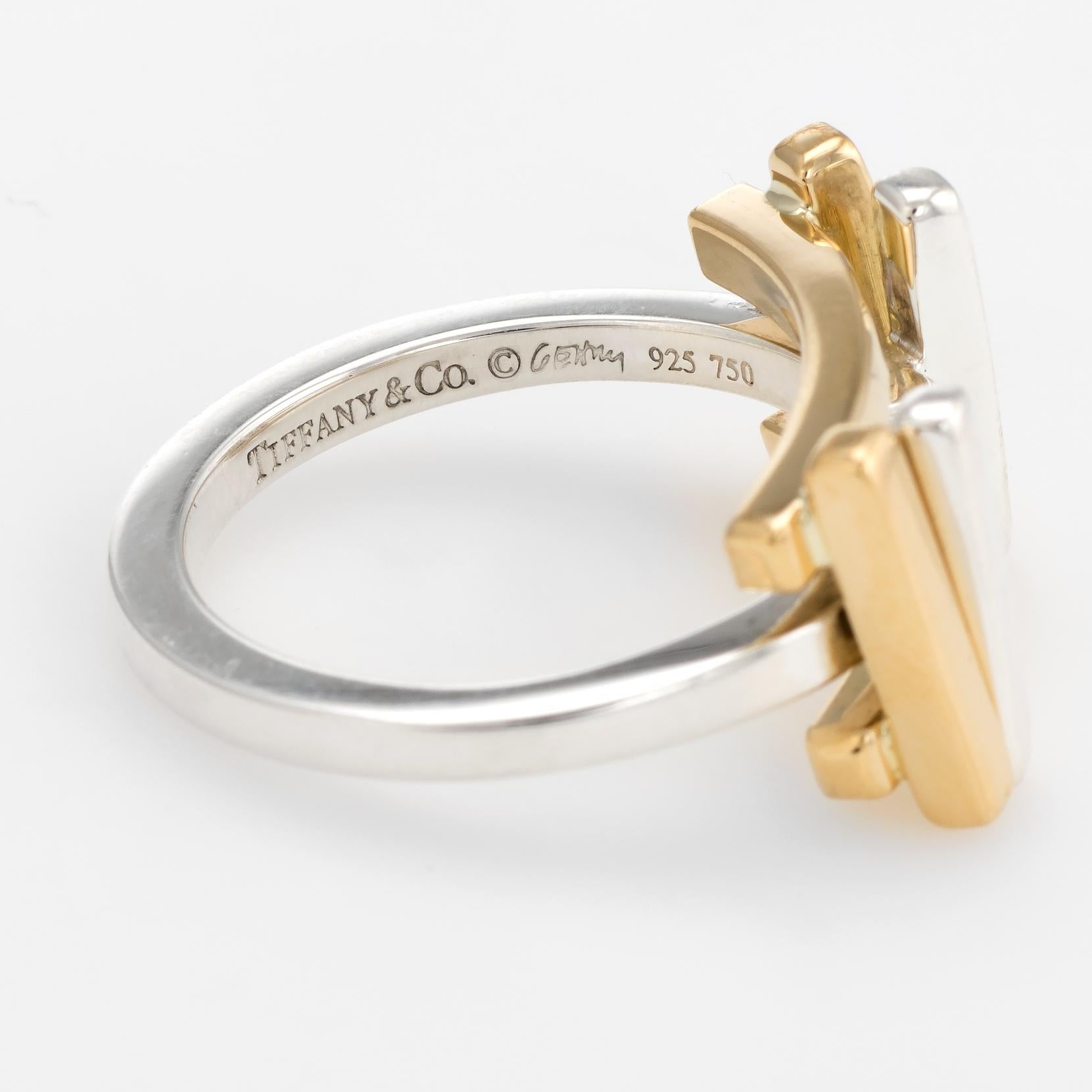 Estate Tiffany & Co. Frank Gehry Ring 18 Karat Yellow Gold Sterling Silver In Excellent Condition In Torrance, CA
