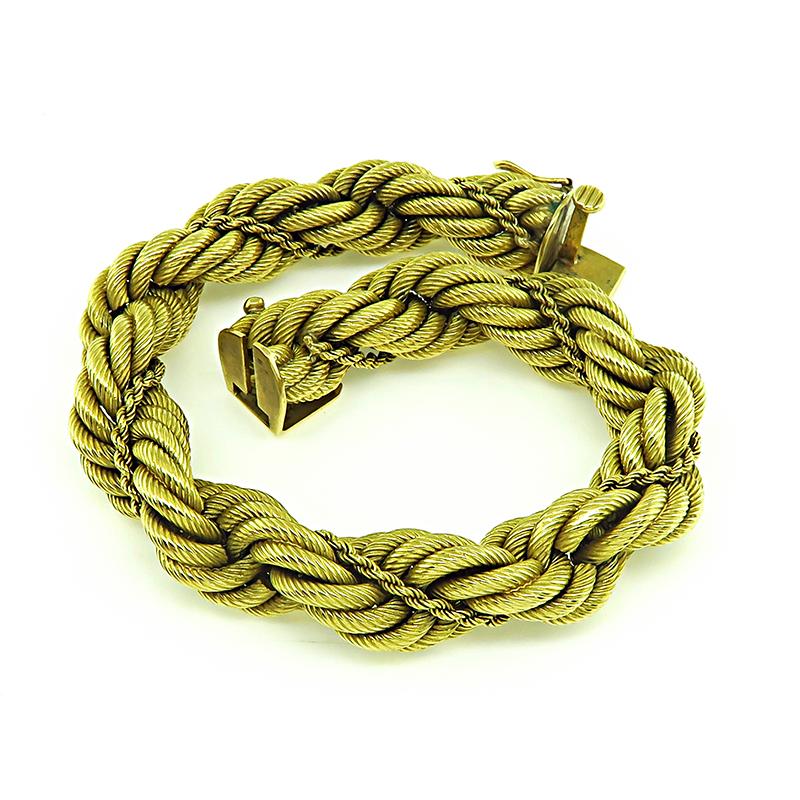 Estate Tiffany & Co Gold Rope Bracelet In Good Condition For Sale In New York, NY