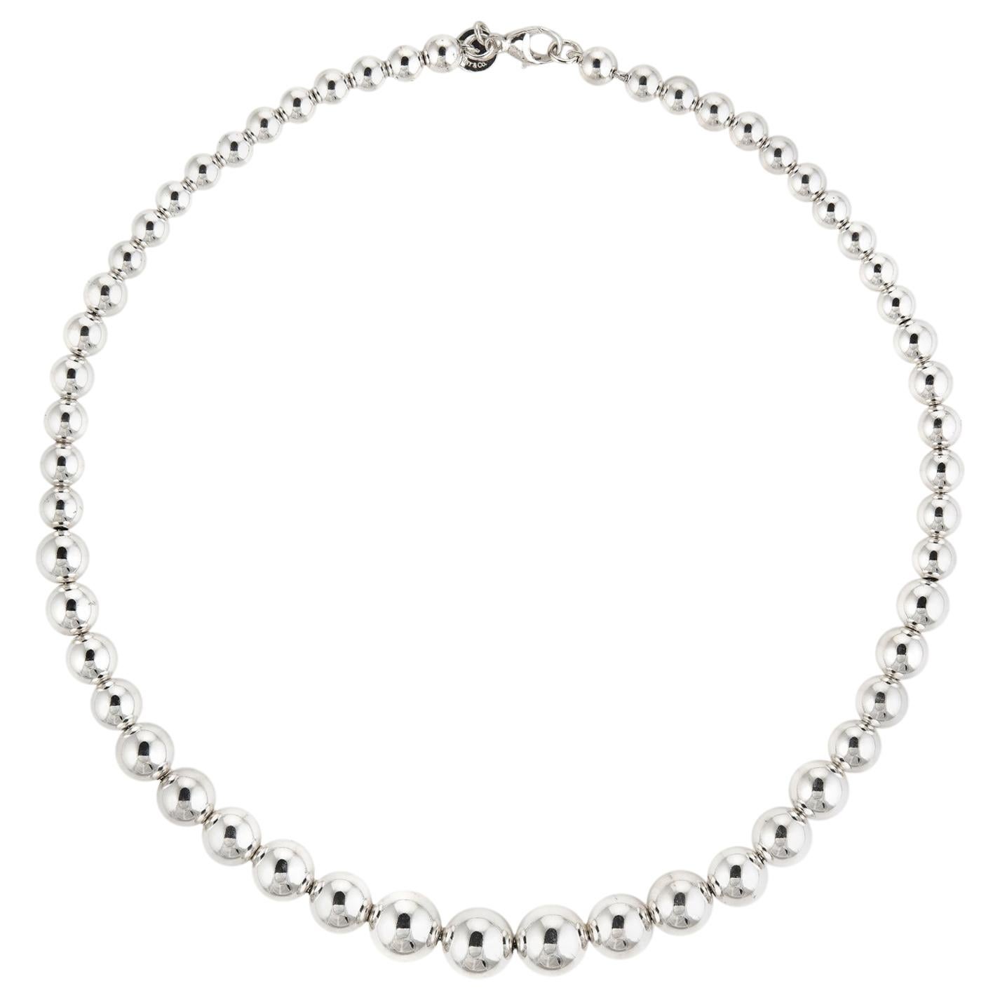 Estate Tiffany & Co. Graduated Bead Necklace Sterling Silver 