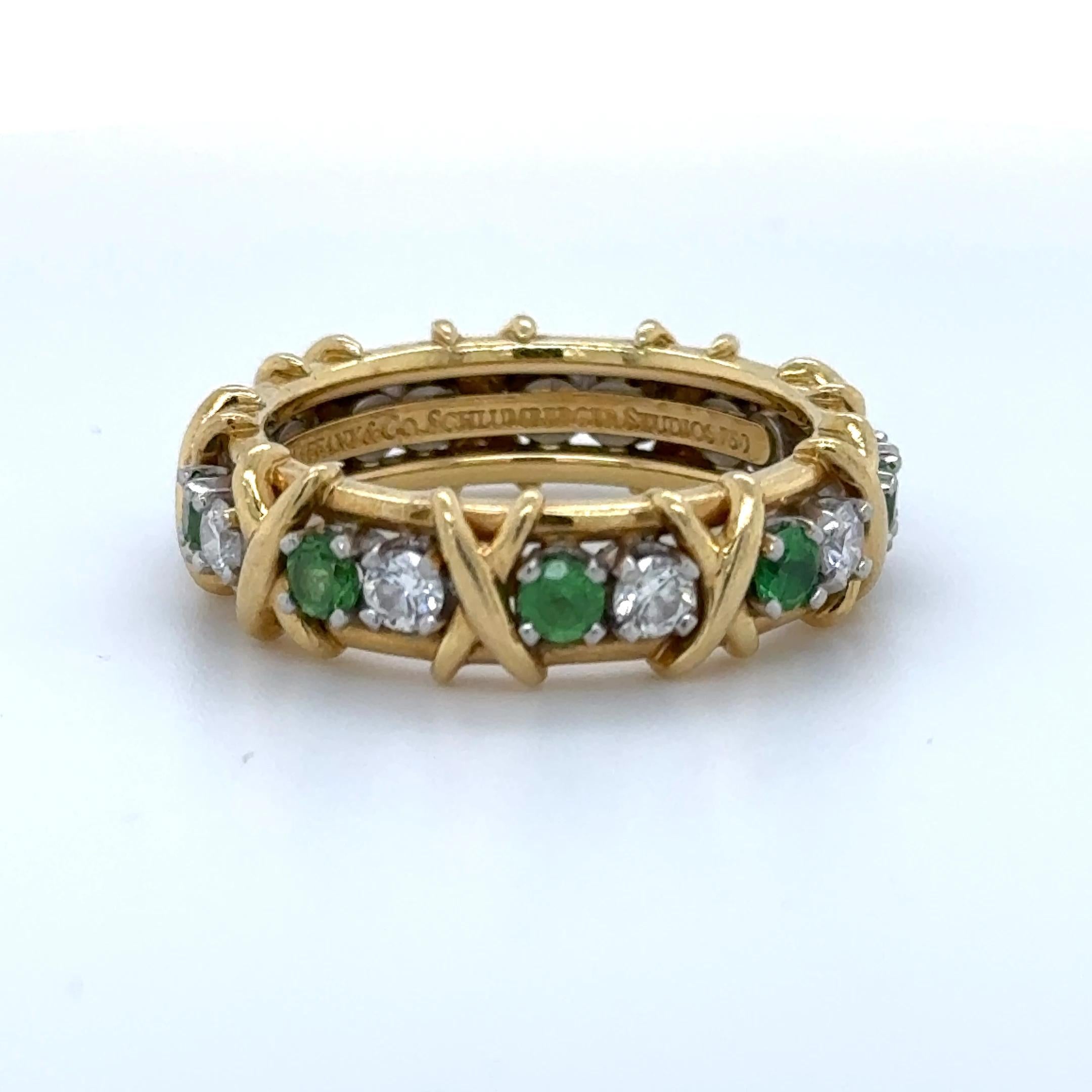 Contemporary Estate Tiffany & Co. Jean Schlumberger Diamond & Tsavorite 18k Size 8.25