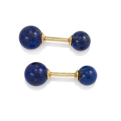 Estate Tiffany & Co. Lapis and Gold Cufflinks, Shirt Studs, and Tie Pin