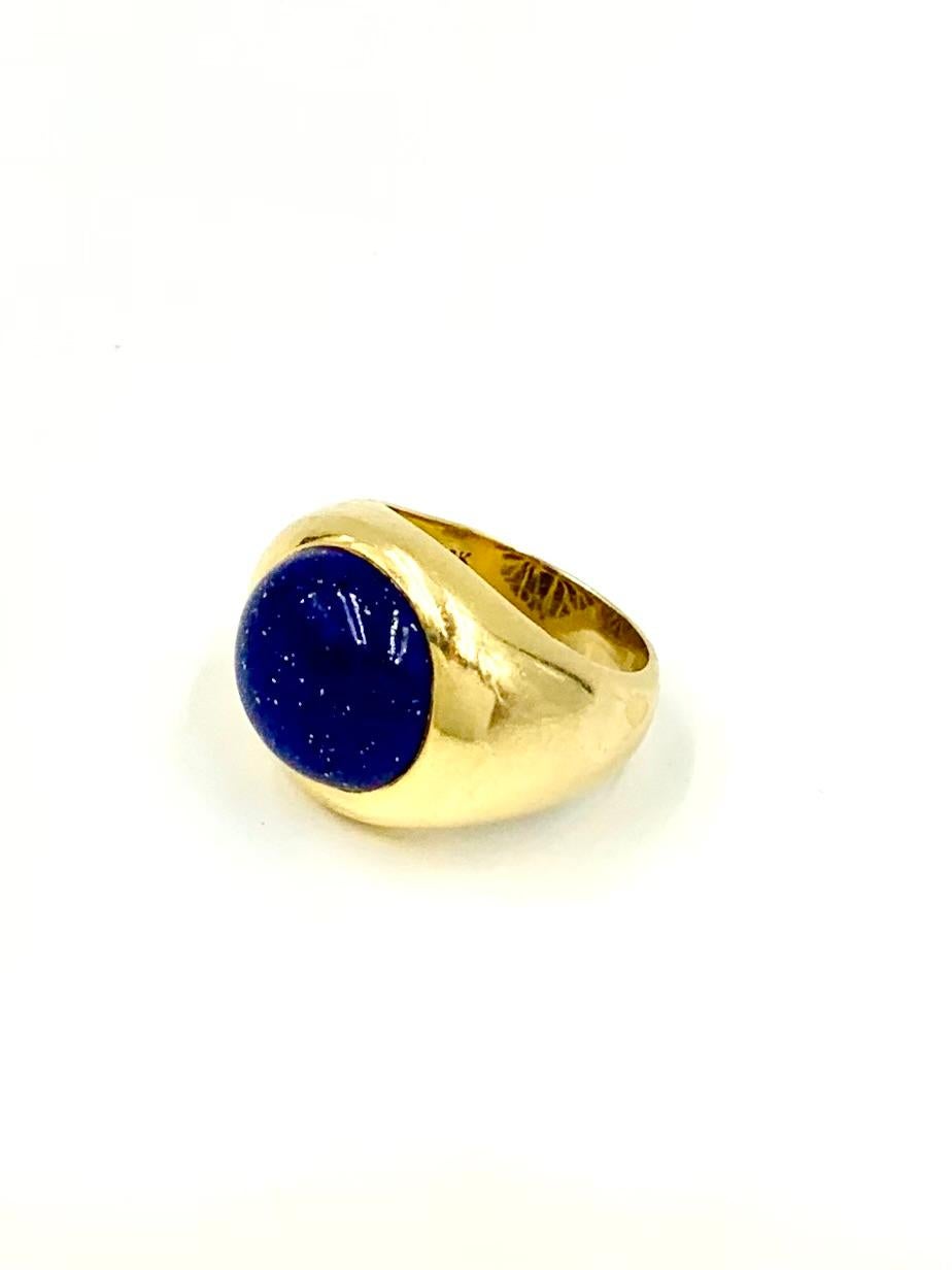 Estate Tiffany & Co. Large, Luxurious 18K Yellow Gold Oval Lapis Lazuli Ring 7