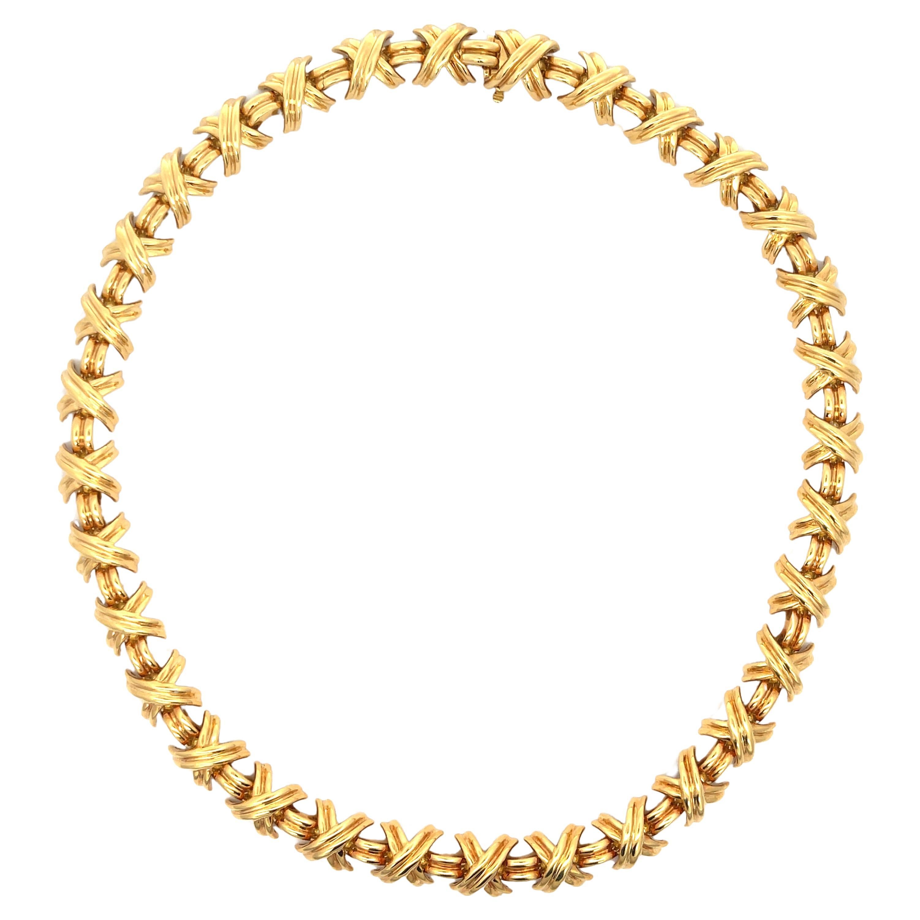 Estate Tiffany & Co. Large X Signature Collection Necklace 18K Yellow Gold