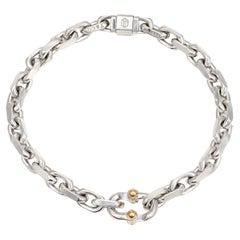 Estate Tiffany & Co Makers Bracelet Narrow Chain Sterling Silver 18k Gold