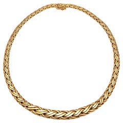 Estate Tiffany & Co Necklace Choker 18k Yellow Gold Fancy Link Weave Braided