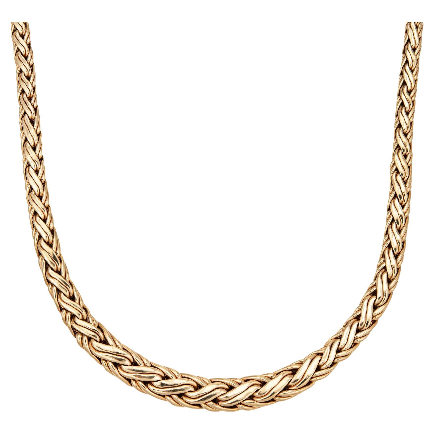 Estate Tiffany & Co Necklace 16" Choker 14k Yellow Gold Fancy Link Weave Braided For Sale