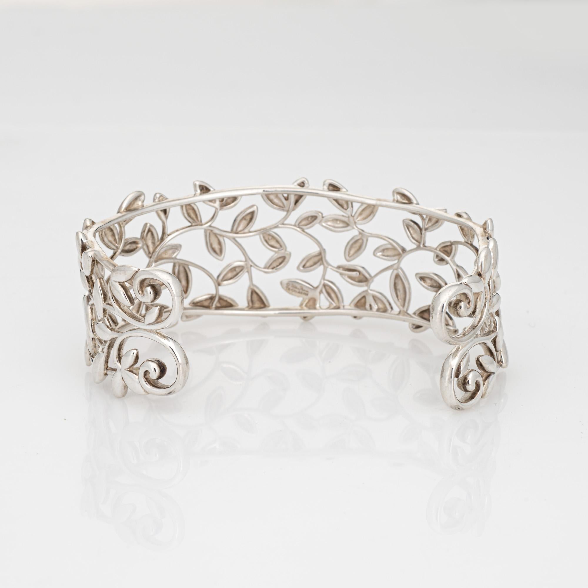 Estate Tiffany & Co Olive Leaf Cuff Paloma Picasso Sterling Silver XL Bracelet In Good Condition In Torrance, CA