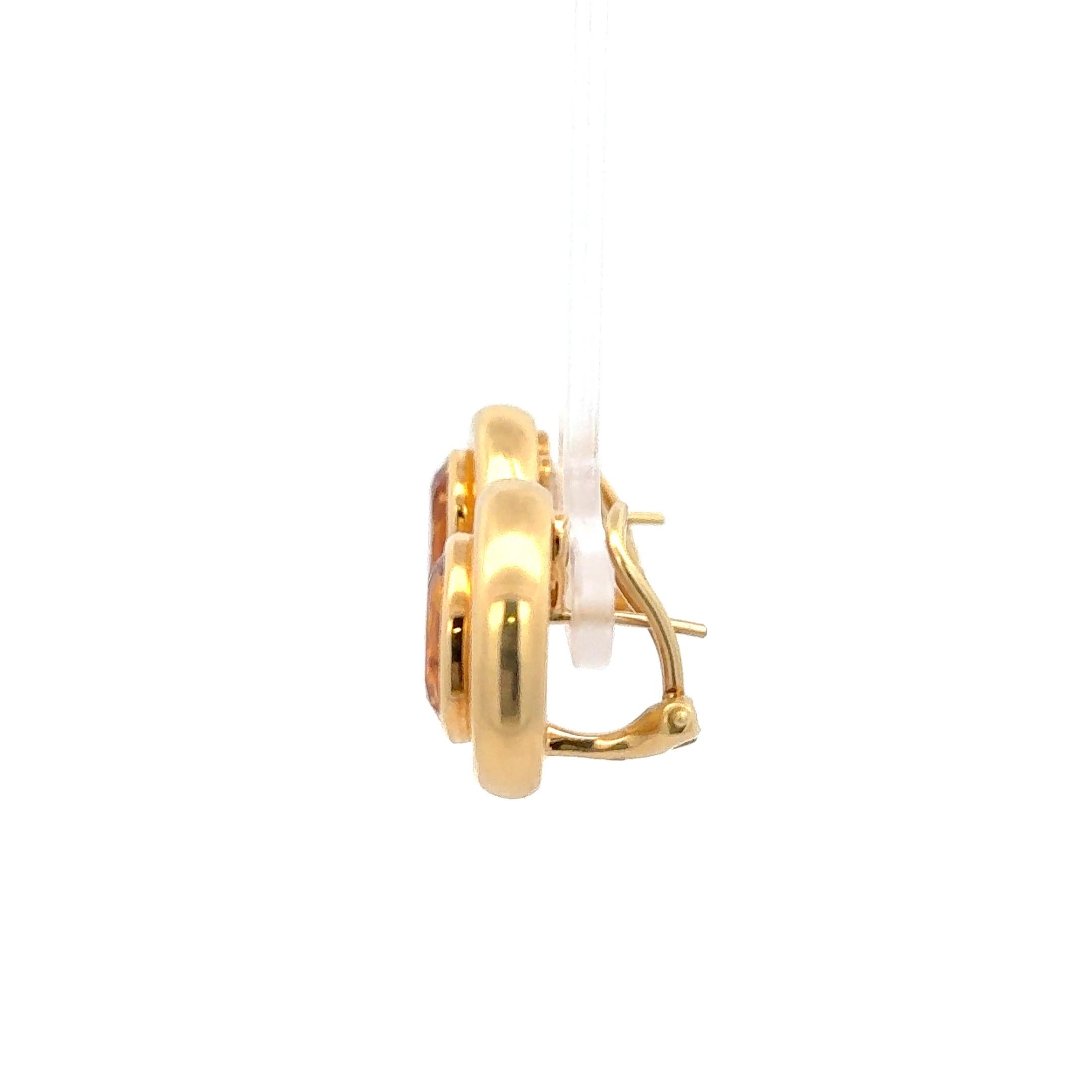 Estate Tiffany & Co. Oval Cut Citrine Earrings 18K Yellow Gold In Excellent Condition For Sale In Dallas, TX