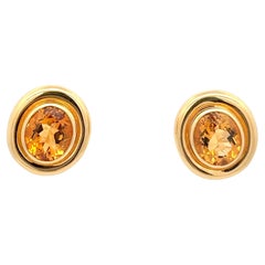 La succession de Tiffany & Co. Boucles d'oreilles Citrine taille ovale Or jaune 18K