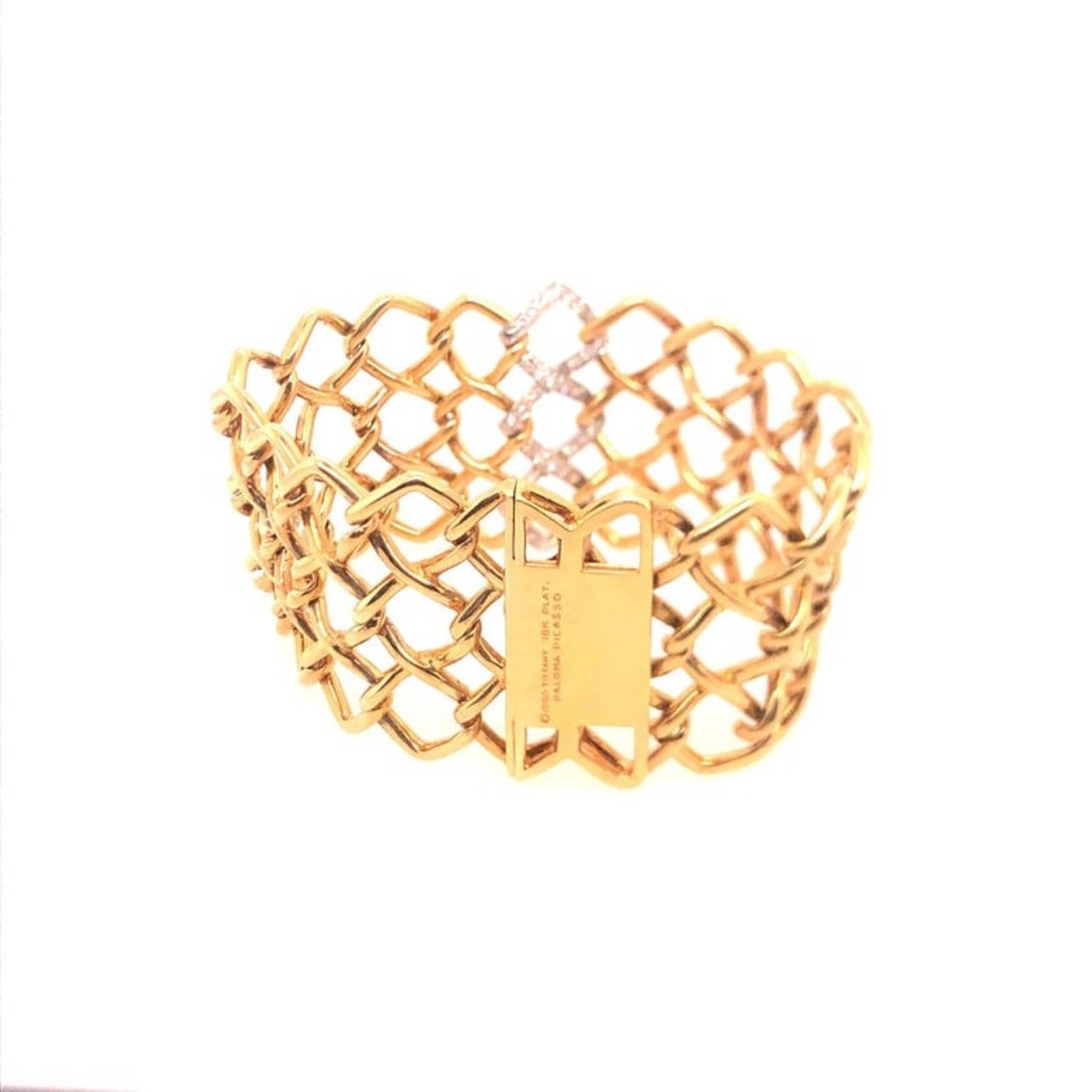 Round Cut Estate Tiffany & Co. Paloma Picasso Yellow Gold and Platinum Diamond Bracelet