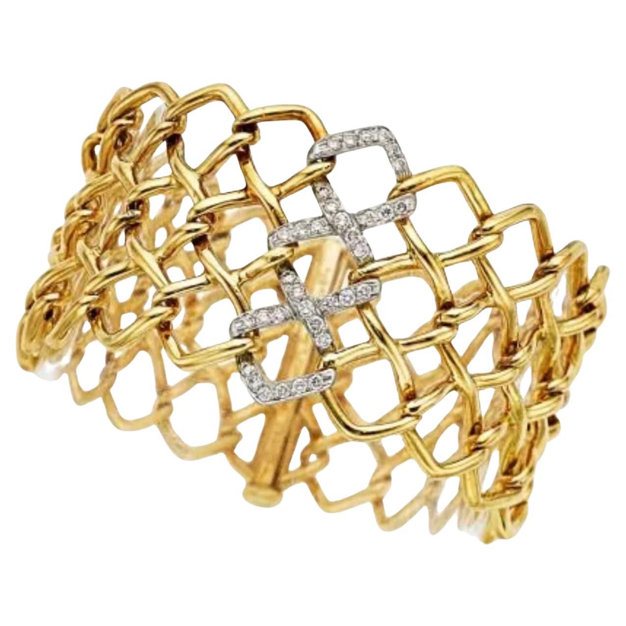 Estate Tiffany & Co. Paloma Picasso Yellow Gold and Platinum Diamond Bracelet