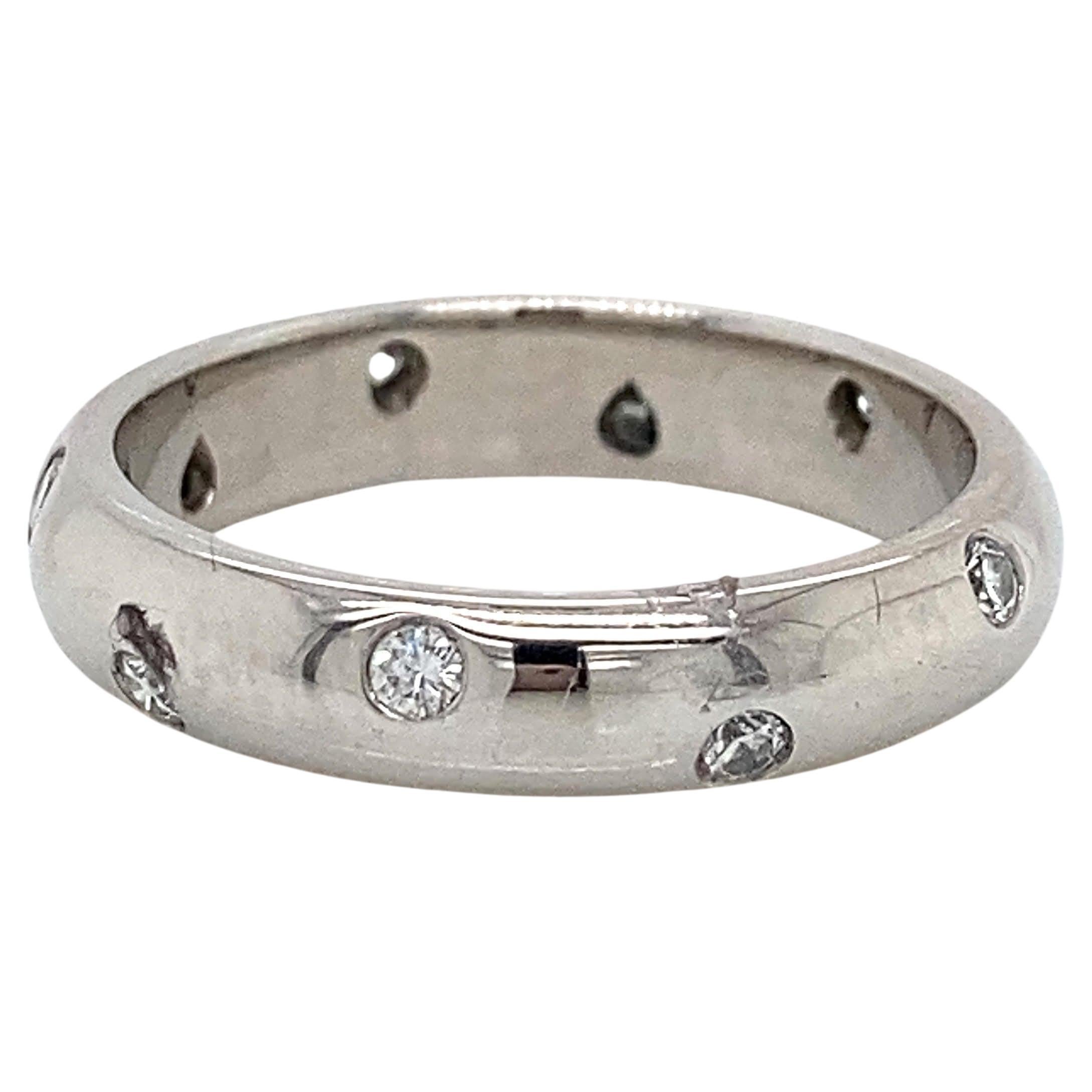 $3000 Tiffany Co Platinum Etoile E VVS1 .22ct Round Diamond Engagement Ring  Band