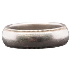 Estate Tiffany & Co. Platinum Milgrain Wedding Band Size 7 -VHK#992A