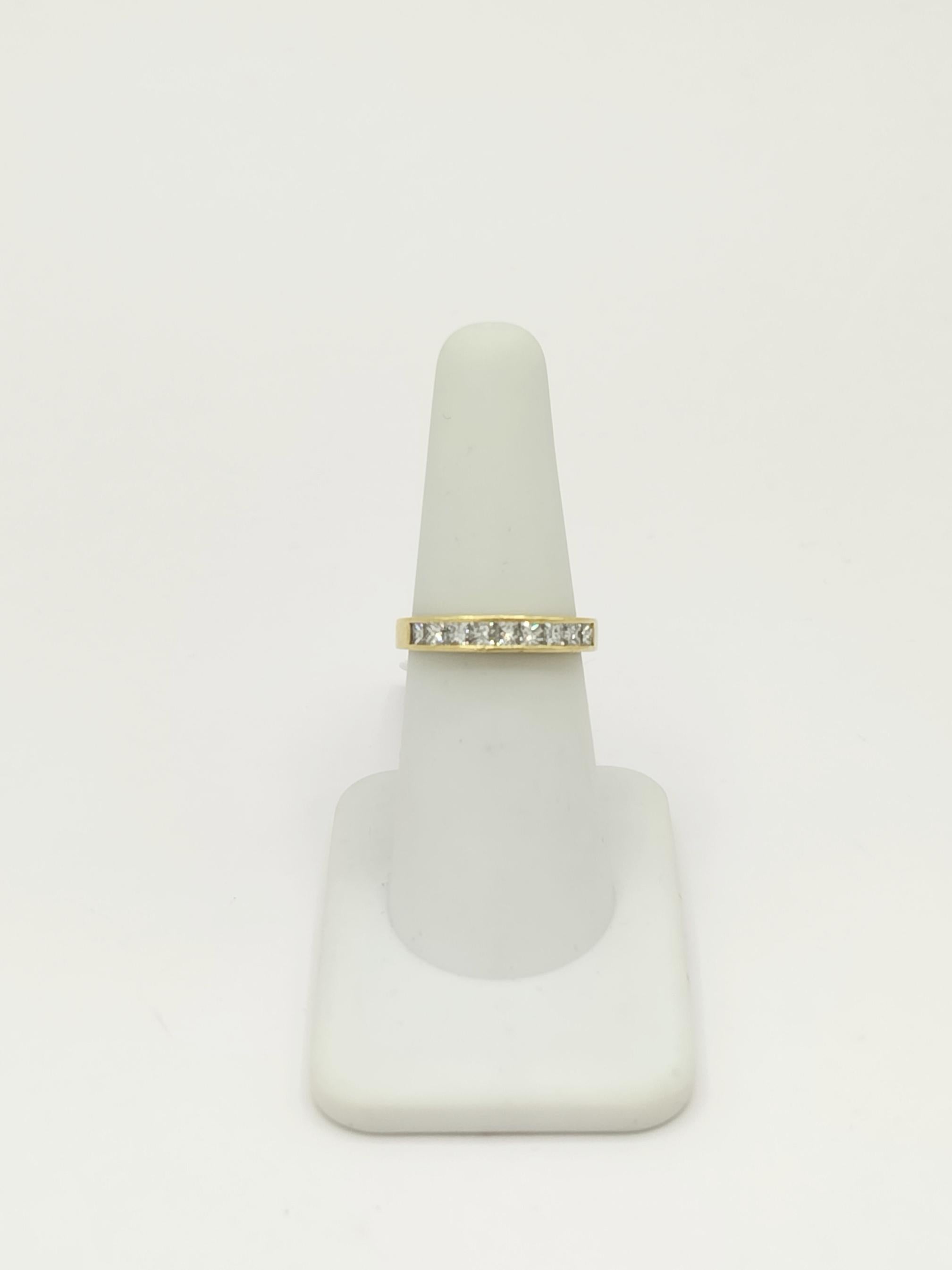 Women's or Men's Estate Tiffany & Co. Princess Cut Diamond Band Ring in 18K Yellow Gold For Sale