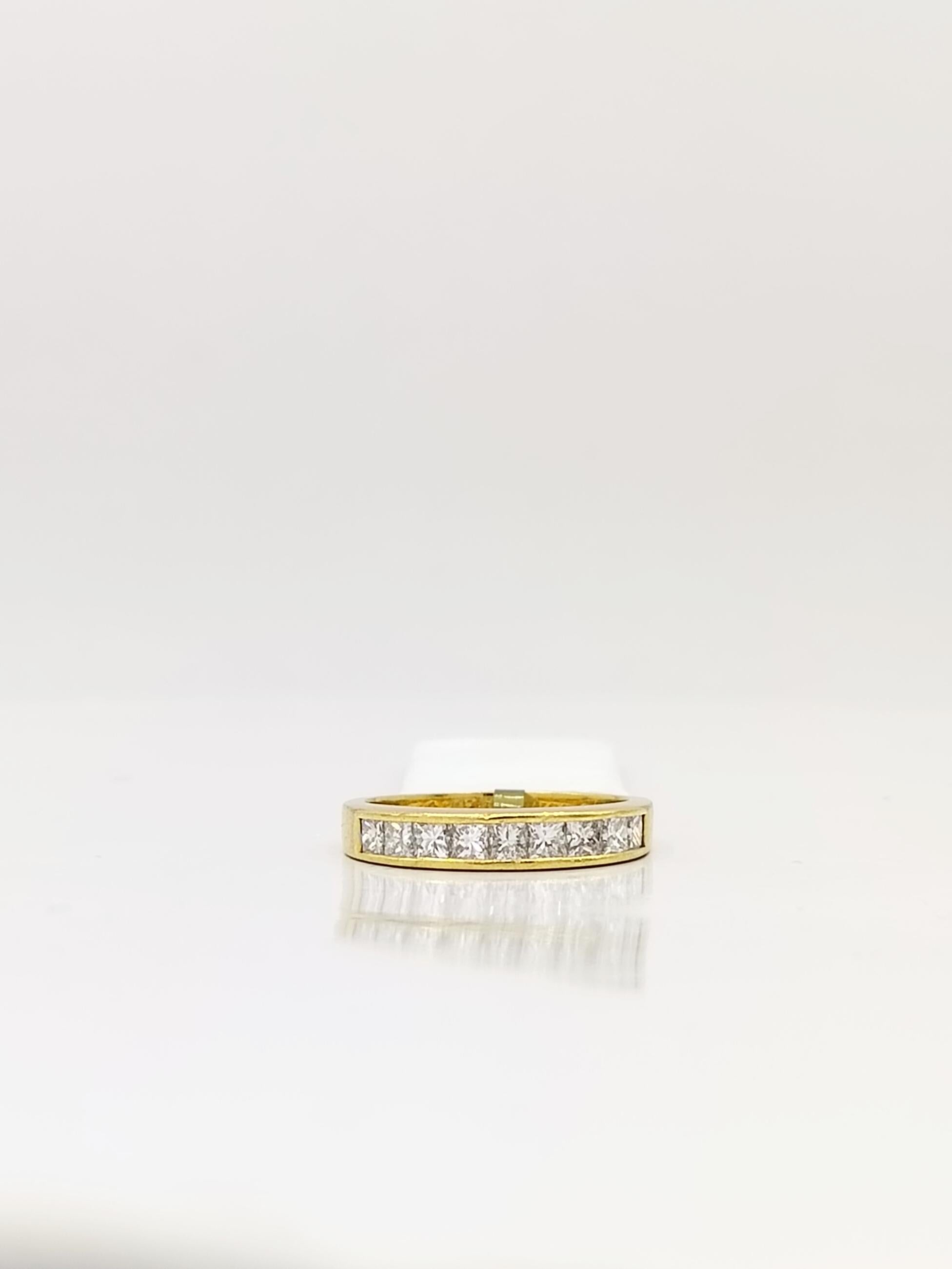 Estate Tiffany & Co. Princess Cut Diamond Band Ring in 18K Yellow Gold For Sale 2