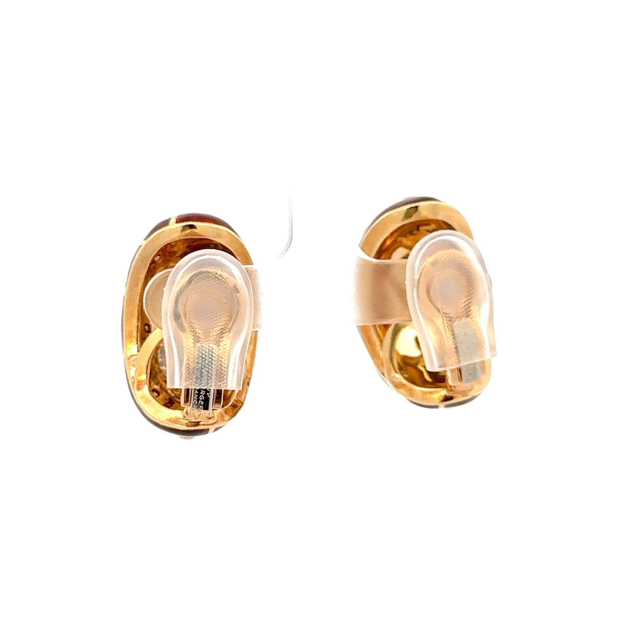 Estate Tiffany & Co. Schlumberger Large Red Enamel Earrings 18K Yellow Gold In Excellent Condition For Sale In Dallas, TX