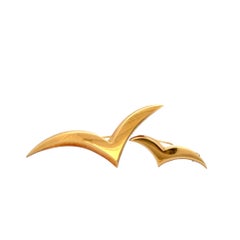 Estate Tiffany & Co. Seagull Brooch Set 18K Yellow Gold