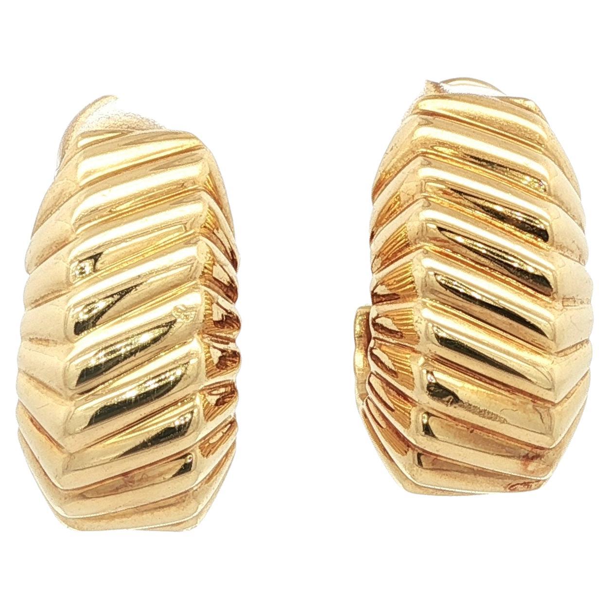 Estate Tiffany & Co. Small Ribbed Earrings 18K Yellow Gold