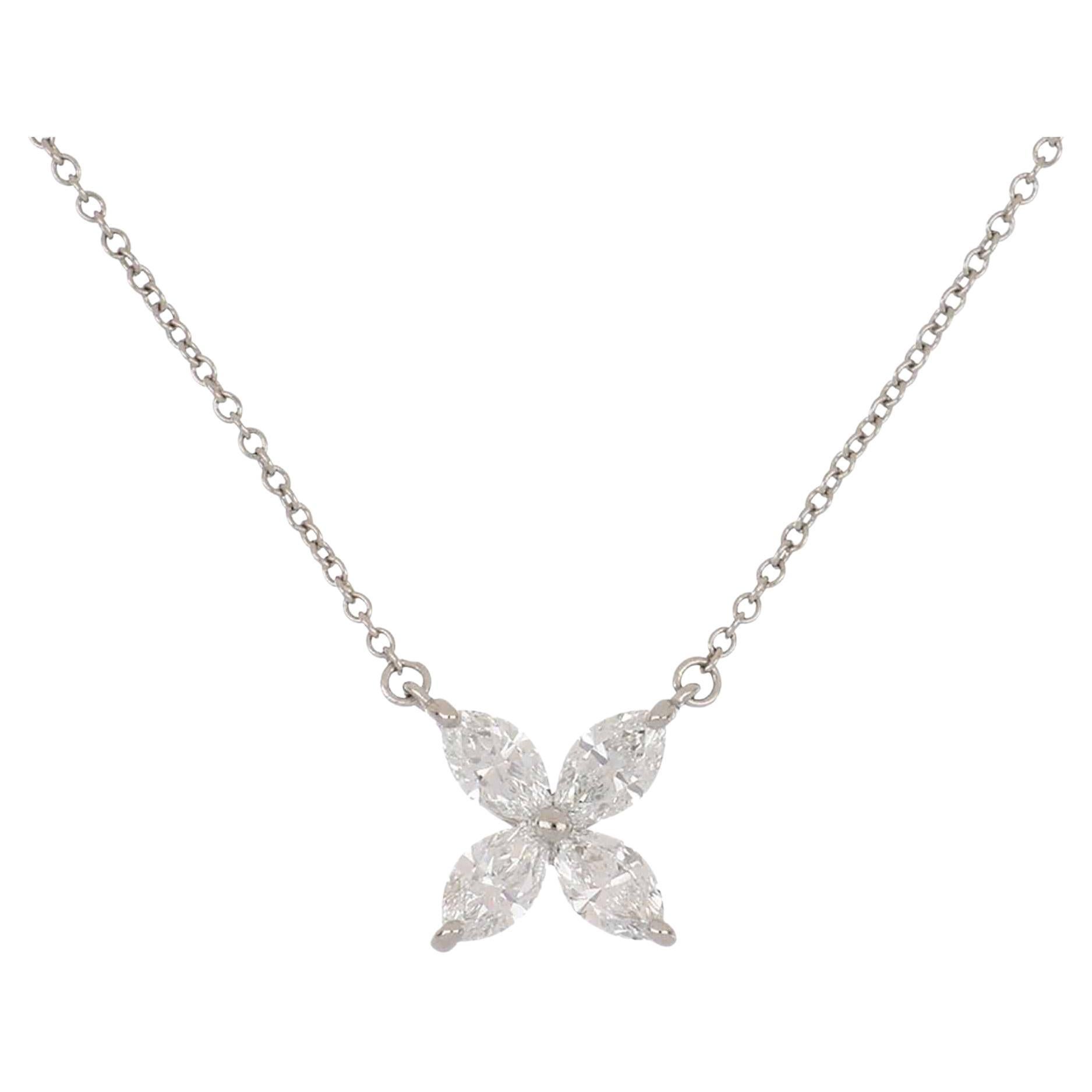 Estate Tiffany & Co. Victoria Diamond Pendant Necklace in Platinum For Sale