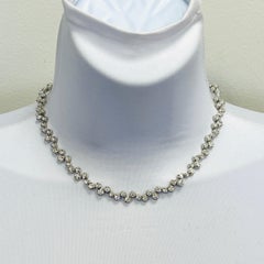 Estate Tiffany & Co White Round Diamond Bezel Necklace in Platinum