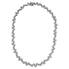 Estate Tiffany & Co White Round Diamond Bezel Necklace in Platinum