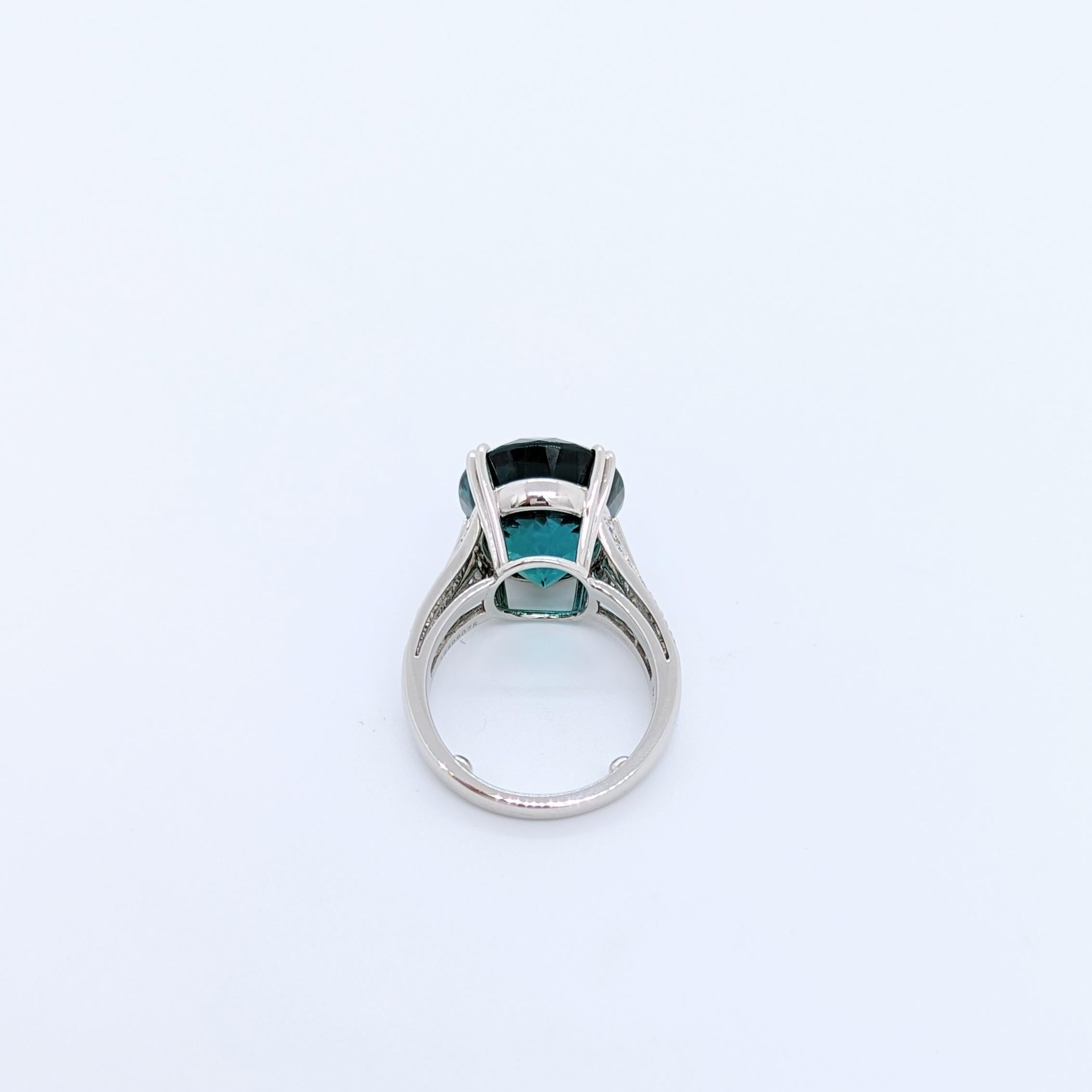 Oval Cut Estate Tiffany & Company Green Tourmaline and White Diamond Cocktail Ring