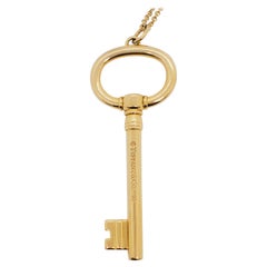 Estate Tiffany & Company Key Pendant Necklace in 18k Yellow Gold