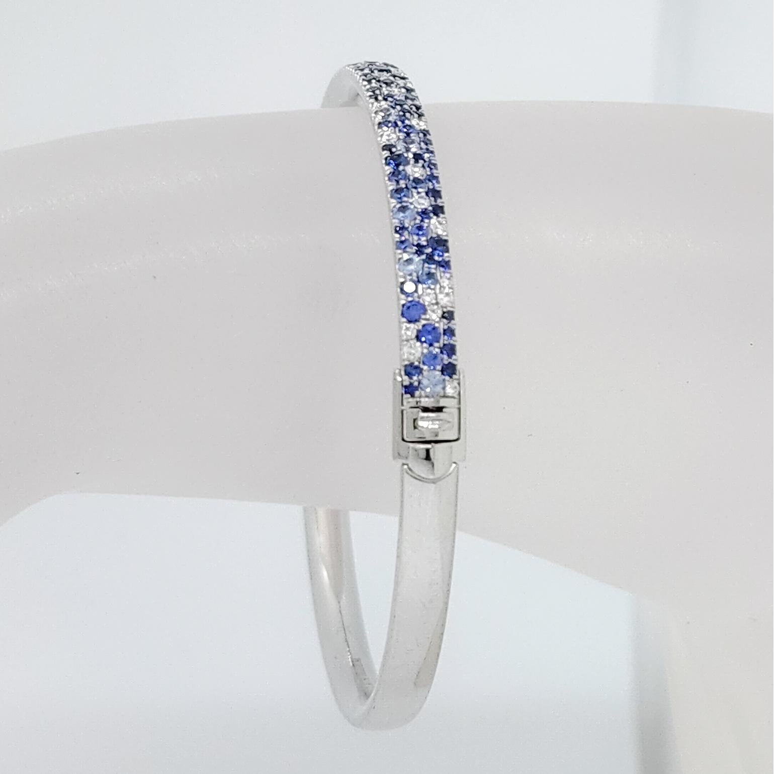 Nachlass Tiffany & Company Metro Armreif mit blauem Saphir und weißem Diamanten (Rundschliff) im Angebot