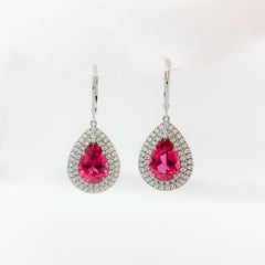 Estate Tiffany & Company Soleste Rubellite and White Diamond Dangle Earrings