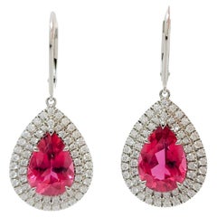 Estate Tiffany & Company Soleste Rubellite and White Diamond Dangle Earrings