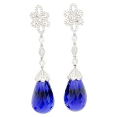 Estate Tiffany & Company Tanzanite and White Diamond Dangle Earrings in Platinum