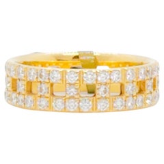 Estate Tiffany & Company White Diamond True T Wide Band in 18k Yellow Gold