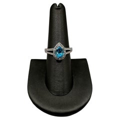 Nachlass Topas und Diamantring 14kt Weißgold 8,5x6mm Birnenschliff Topas und Diamant