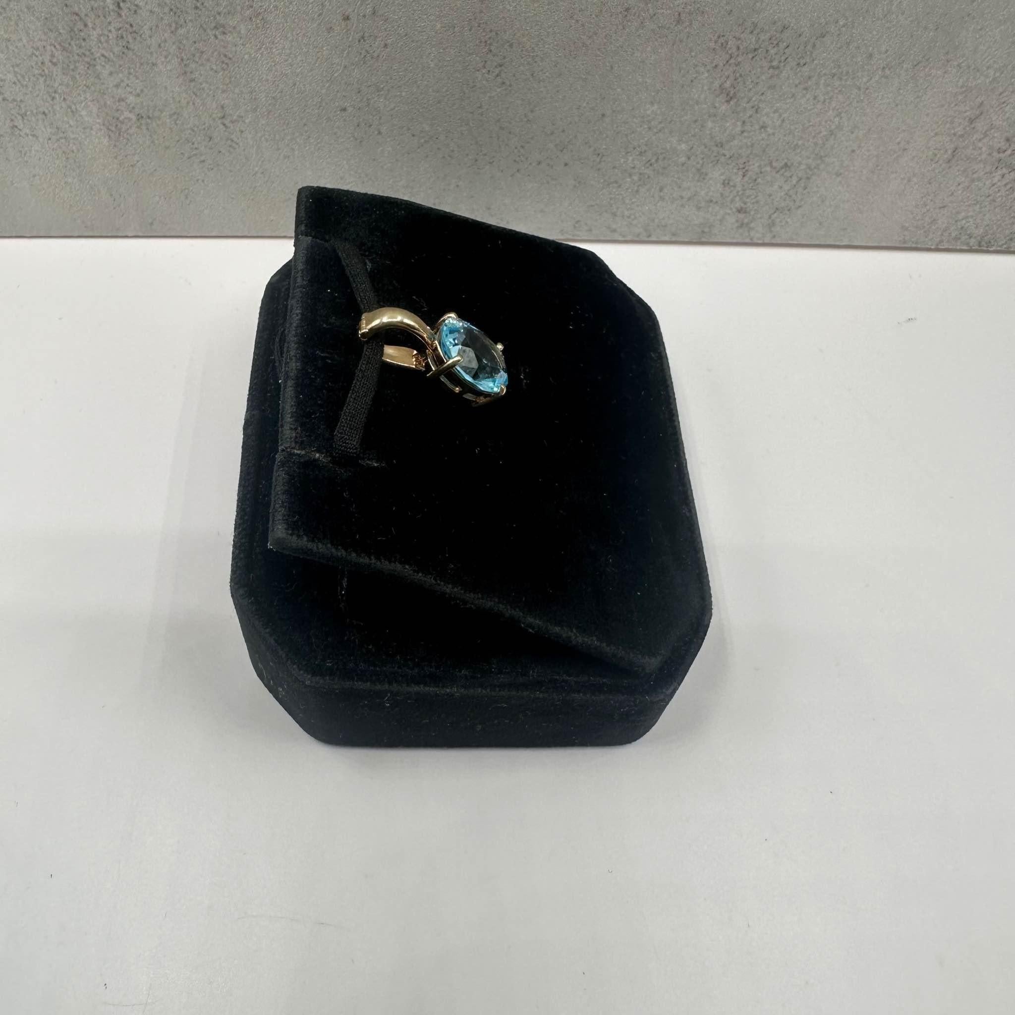 Oval Cut Estate Topaz Pendant/Necklace Enhancer in 14kt Yellow Gold - 11x9mm Blue Topaz For Sale